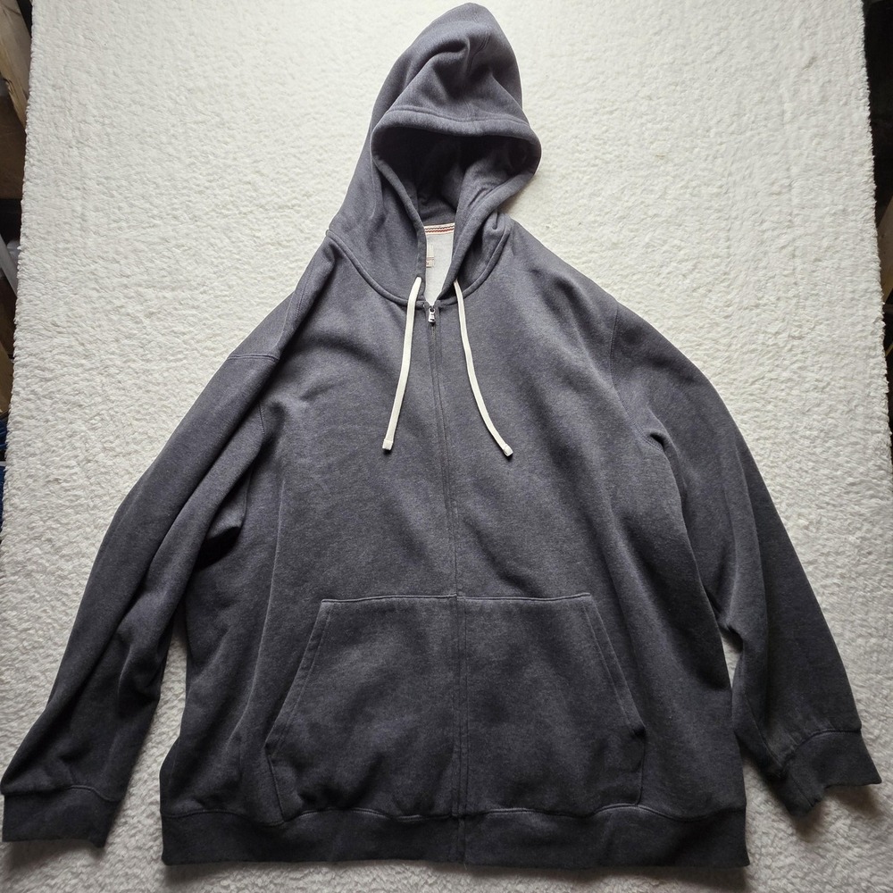 Lands' End Hoodie Mens 3XLT Gray Serious Sweats Full Zip Fleece Kangaroo Pocket